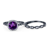 Two Piece Round Natural Stone Ring