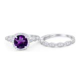 Two Piece Round Natural Stone Ring