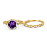 Two Piece Round Natural Stone Ring
