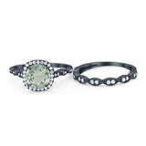 Two Piece Round Natural Stone Ring