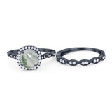 Two Piece Round Natural Stone Ring