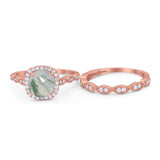 Two Piece Round Natural Stone Ring
