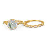 Two Piece Round Natural Stone Ring