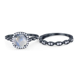Two Piece Round Natural Stone Ring