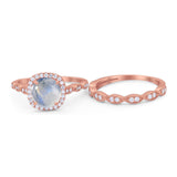 Two Piece Round Natural Stone Ring