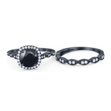 Two Piece Round Natural Stone Ring