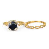 Two Piece Round Natural Stone Ring
