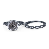 Two Piece Round Natural Stone Ring
