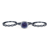 Three Piece Round Natural Stone Bridal Ring