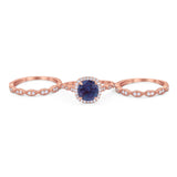 Three Piece Round Natural Stone Bridal Ring