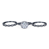 Three Piece Round Natural Stone Bridal Ring