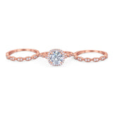 Three Piece Round Natural Stone Bridal Ring