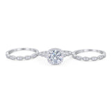 Three Piece Round Natural Stone Bridal Ring