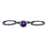 Three Piece Round Natural Stone Bridal Ring