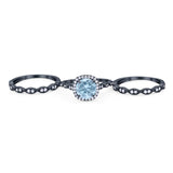 Three Piece Round Natural Stone Bridal Ring