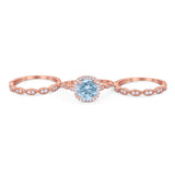 Three Piece Round Natural Stone Bridal Ring