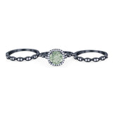 Three Piece Round Natural Stone Bridal Ring