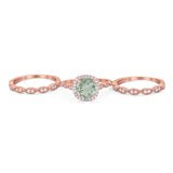 Three Piece Round Natural Stone Bridal Ring