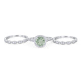 Three Piece Round Natural Stone Bridal Ring