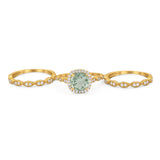 Three Piece Round Natural Stone Bridal Ring