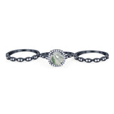 Three Piece Round Natural Stone Bridal Ring