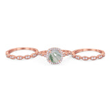 Three Piece Round Natural Stone Bridal Ring