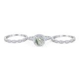 Three Piece Round Natural Stone Bridal Ring