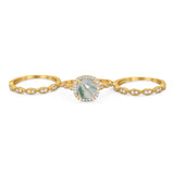 Three Piece Round Natural Stone Bridal Ring