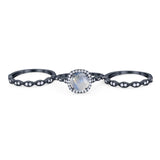Three Piece Round Natural Stone Bridal Ring