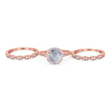 Three Piece Round Natural Stone Bridal Ring