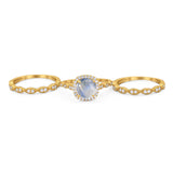 Three Piece Round Natural Stone Bridal Ring