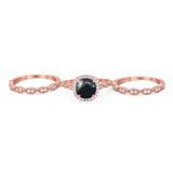Three Piece Round Natural Stone Bridal Ring