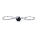 Three Piece Round Natural Stone Bridal Ring