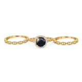 Three Piece Round Natural Stone Bridal Ring