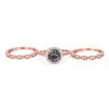 Three Piece Round Natural Stone Bridal Ring