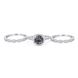Three Piece Round Natural Stone Bridal Ring