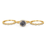 Three Piece Round Natural Stone Bridal Ring