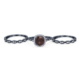 Three Piece Round Natural Stone Bridal Ring
