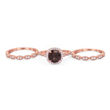 Three Piece Round Natural Stone Bridal Ring