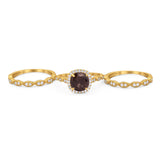 Three Piece Round Natural Stone Bridal Ring
