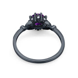 Floral Accent Round Natural Stone Ring