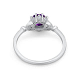 Floral Accent Round Natural Stone Ring