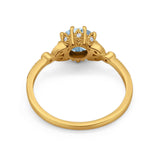 Floral Accent Round Natural Stone Ring