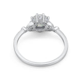 Floral Accent Round Natural Stone Ring