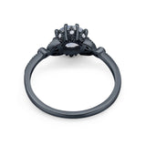 Floral Accent Round Natural Stone Ring