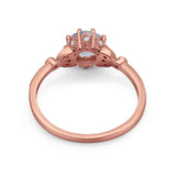 Floral Accent Round Natural Stone Ring