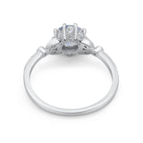 Floral Accent Round Natural Stone Ring