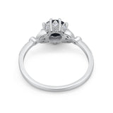 Floral Accent Round Natural Stone Ring