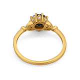 Floral Accent Round Natural Stone Ring