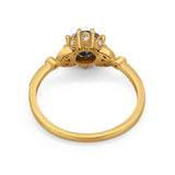 Floral Accent Round Natural Stone Ring